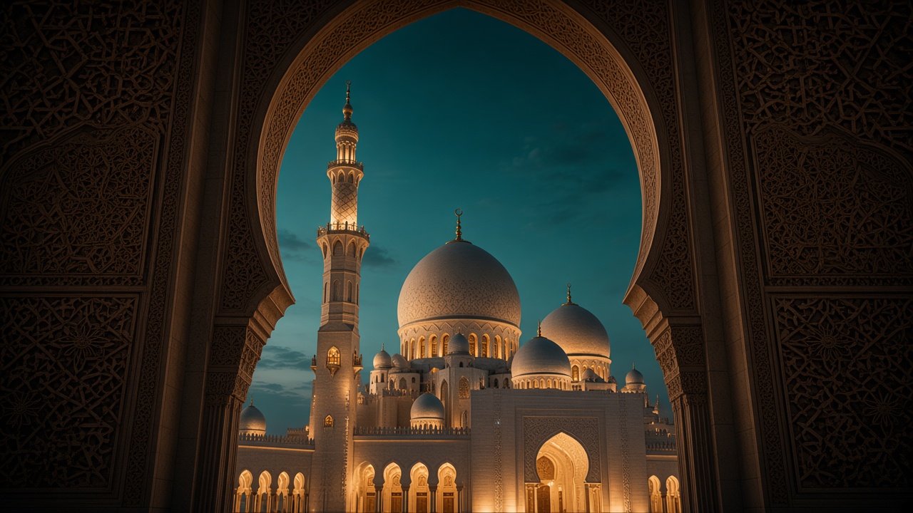 Islamic architecture through a stone arch