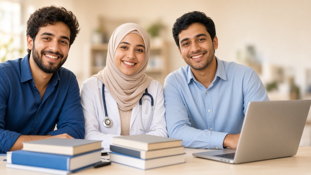 Healthcare learners in discussion