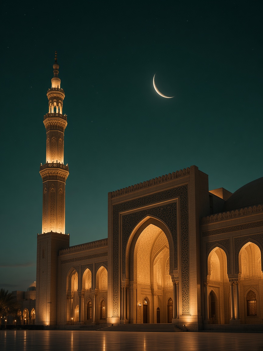 Islamic architecture at dusk